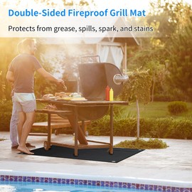 ifory Grill Mats for Outdoor Grill 48 x 30inch, Double-Sided Fireproof Grill Mat, Grill Matt for Outdoor Grill Deck Protector, Oil-Proof Waterproof BBQ Protector for Decks and Patios, Easy to Clean