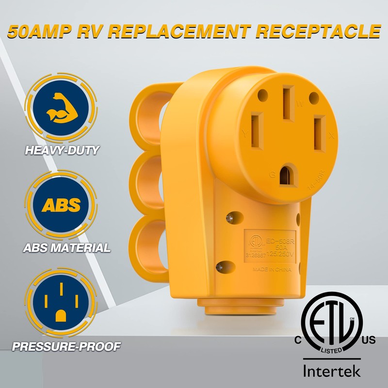 MICTUNING 50 Amp Heavy Duty RV Replacement Female Plug, 50