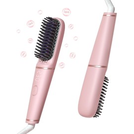 Ionic Hair Straightning Brush|Portable Hot Comb, Pro 450 Million Negative Ions