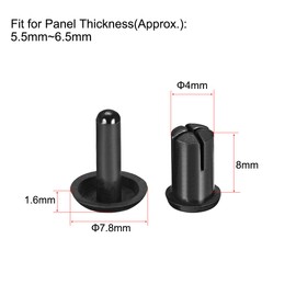 sourcing map Push Clip Rivet 4mm x 8mm PCB Circuit Panel Nylon Fastener Black 50 Pcs