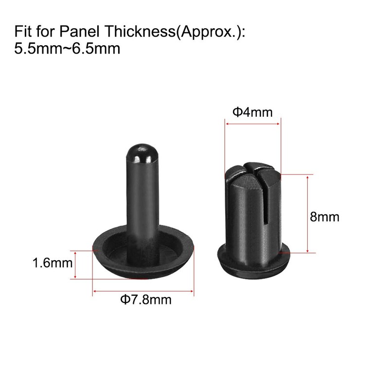 sourcing map Push Clip Rivet 4mm x 8mm PCB Circuit