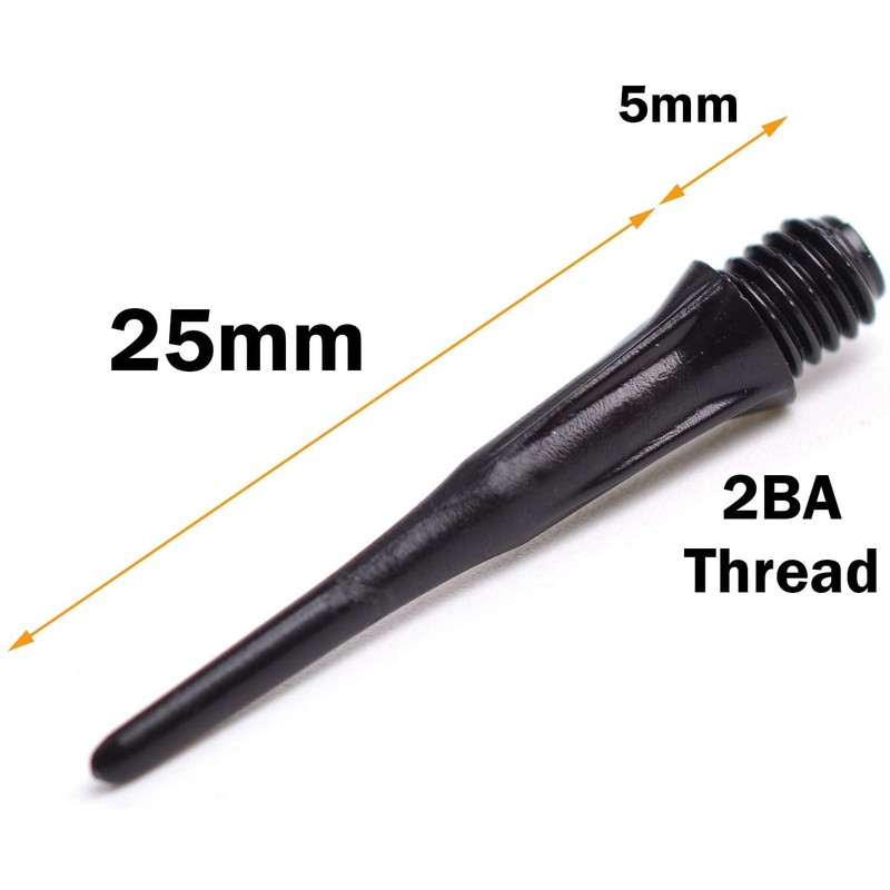 WIN.MAX 1000 dart tips, 2BA black soft dart tips, plastic