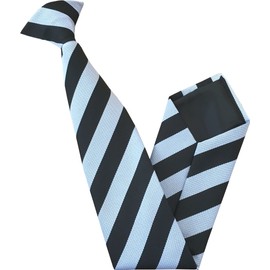 Great British Tie Club Clip On Block Stripe School Ties (Colour & Size Variations) (17 inch clip on (High School), Black & White) Worst Witch, Mildred Hubble.