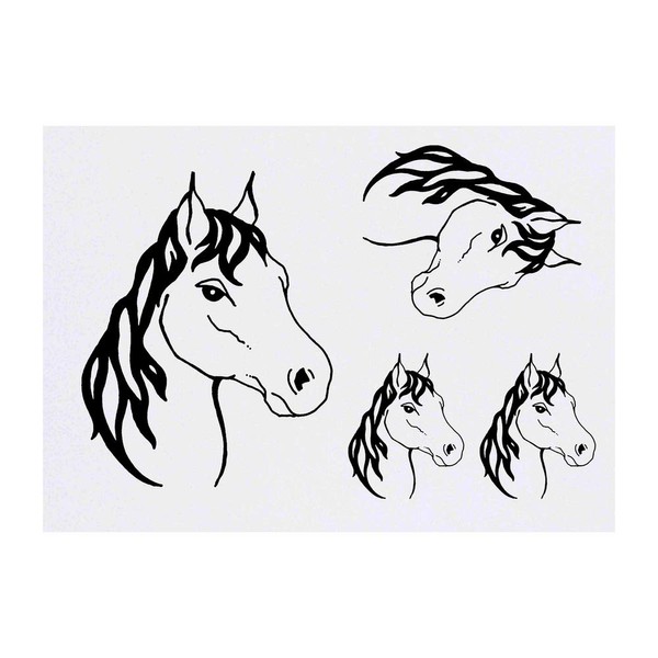 4 x 'Horse's Face' Temporary Tattoos - Water Resistant, Skin-Safe,