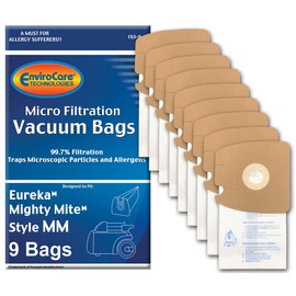 Envirocare Premium Replacement Multi-layer Micro Filtration Vacuum Bags Made to fit Eureka Style MM Eureka Mighty Mite 3670 and 3680 Series Canisters 9 Bags