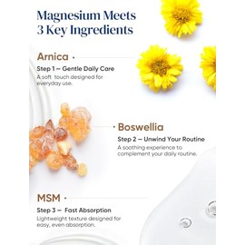 Venture Pal Loción de magnesio con árnica, MSM y Boswellia - Crema refrescante de magnesio - Loción hidratante ligera para piernas y pies - Seguro par