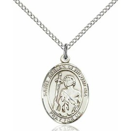 F A Dumont St. Adrian of Nicomedia Pendant St. 18" Stainless Steel Lite Curb Chain