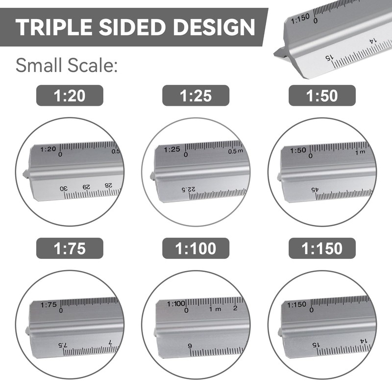 SZXMDKH 1:20 1:25 1:50 1:75 1:100 1:150 Triangular Scale Ruler