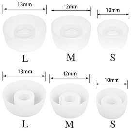 Replacement Silicone Tips Earbuds Tips Soft Rubber Silicone Eargel Cover, Compatible with Jabra Elite 75t/ 65t/ Active/ 7 Pro/Elite 3/ Elite S/M/L 6 Pairs White and Transparent White