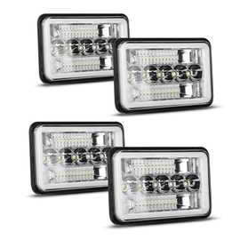 4PCS 4x6 Inch LED Headlights with Hi/Lo Beam and DRL, 4x6 Inch Headlight Compatible with Chevy S10 Blazer 1994-1997 Peterbilt Freightliner Probe - Sealed Beam LED Headlight Replacement (4 Pack)