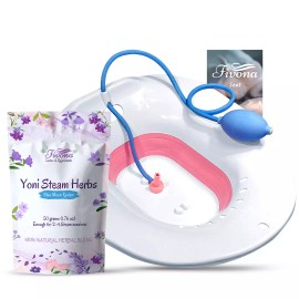 Fivona 3 in 1 Yoni Steam Kit Expandable Seat, Hand Flusher and Blue Moon Steaming Herbs