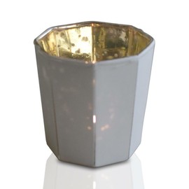 Luna Bazaar Patricia Mercury Glass Tealight Holder - Antique White