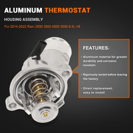 XUNUOPARTS 6.4L V8 Aluminum Thermostat Housing Compatible with 2014-2022 Dodge Ram 2500 2014-2022 Ram 3500 Replace# 4893177AB 4893177AC 4893177AD