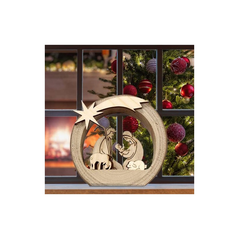 Mini-Crib: Grotto Wood with Holy Family and Animals