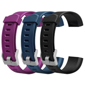 hoeslaw 5 Pcs Watch Bands Replacement for ID115plus HR, Very Fit Pro Activity Fitness Tracker Wrist Bands Set, Multicolor Veryfitpro Smart Watch Strap Replacements (Purple Blue Black)