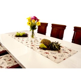 Lashuma Tablecloth Beige with Butterfly Motif, Tablecloth Outdoor and Indoor Table Runner 150 x 45 cm