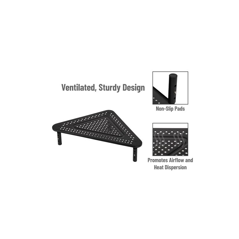 Mind Reader TRISTAND-BLK Stand Riser, Triangle Adjustable, Ventilated Metal for