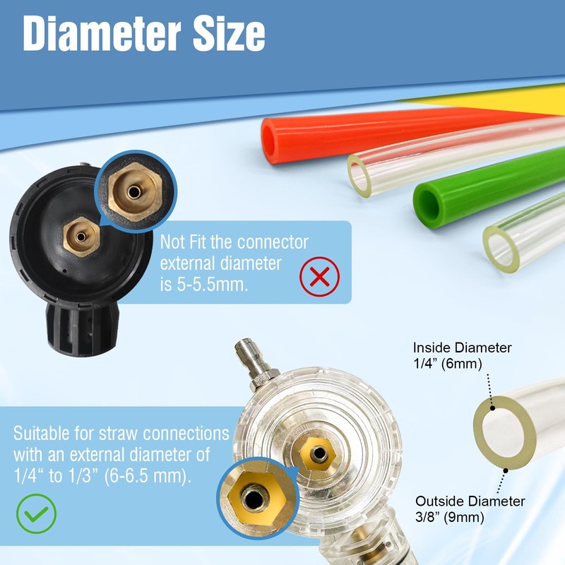 YeewayVeh 4 Pack Foam Cannon Straw with 2PCS Stainless Steel