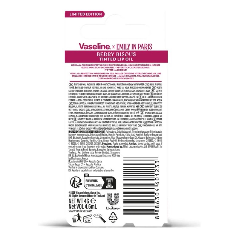 Vaseline - Lip Oil Emily In Paris 3.5g Berry Bisous