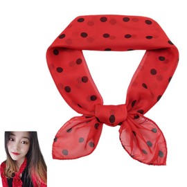 Polka Dot Neck Scarf for Women Black Chiffon Scarf Thin 50s Accessories for Women Vintage Chiffon Scarf Square Retro Satin for Girls Women Sheer Square Head Neck Scarf for Women Bestie Friends