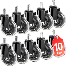 BGUP Office Chair Wheels, Set of 10 Rubber Caster Wheels, Roller Blade Wheel Heavy Duty Casters, Replacement Wheels for Most Chair Wheel, Easy to Install (Not for IKEA)