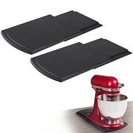 Kitchen Appliance Sliding Tray, Bruvoalon Coffee Slider, Sliding Tray for Coffee Maker, Kitchen Aid Mixer, Blenders and Air Fryer, Appliance Slider for Coutertop with Rolling Wheels (2 Pack)