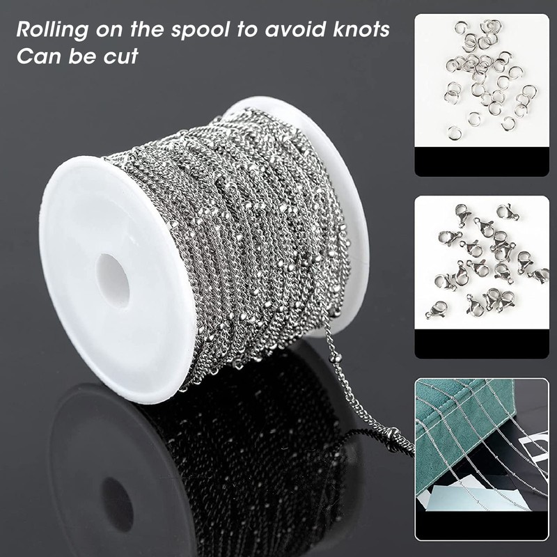 19.6 Feet Bead Chain Stainless Steel Jewelry Making DIY Link