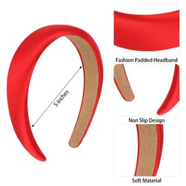 CURASA Red Satin Headband Plain Wide Thick Headbands for Women Non Slip Soft Hair Bands Black Head Band For Girls Hair Accessories