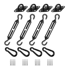 HOMPER Awning Attachment Set, Heavy Duty Sun Shade Sail Stainless Steel Hardware Kit for Garden Triangle and Square/Rectangle/Fixing Accessories,Black