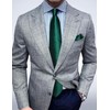 DiBanGu Mens Solid Emerald Green Tie and Pocket Square Cufflink