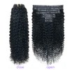 Seamless 3C 4A Kinky Curly Clip In Extension PU Weft
