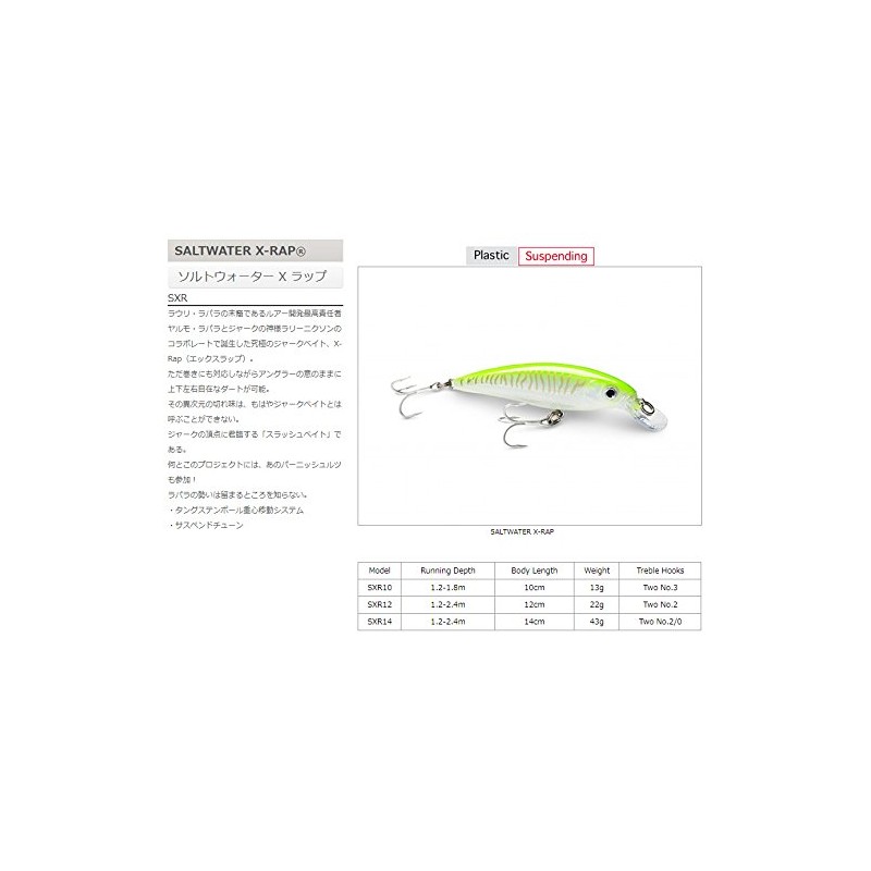 Rapala X-Rap Saltwater Lure with Two No. 2 Hooks, 1.2-2.4