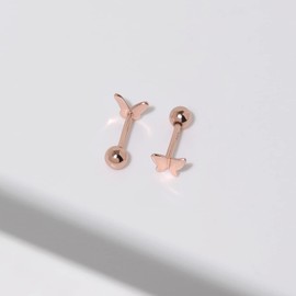 Meissa Ball Screw Back Earrings for Kid Teen Girls Butterfly Sleep Earrings Hypoallergenic Studs Pure Silver Ball Back Studs for Women (Rose Gold)