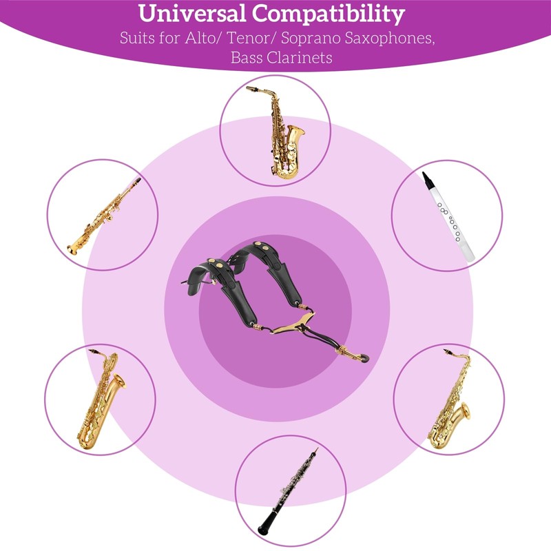 Saxophone bassoon Strap Clarinet Double Shoudler Harness Straps Adjustable Length