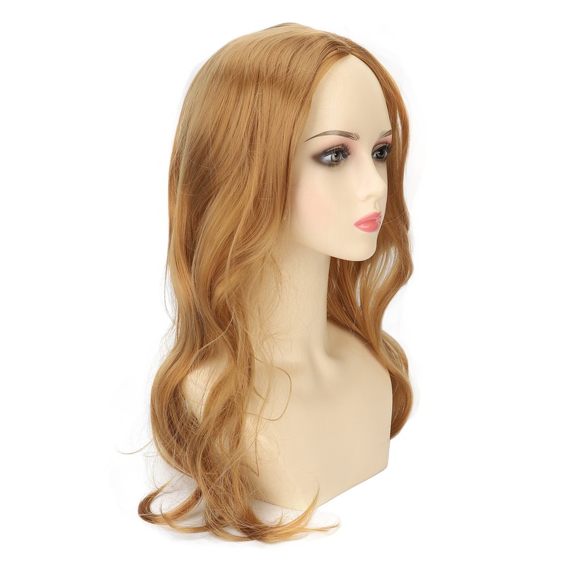 Women Long Hair Wig Light Brown Color Middle Parting Breathable