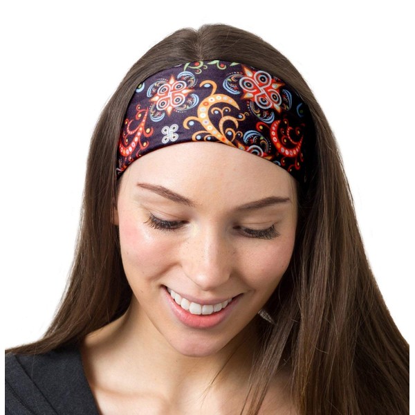 RiptGear Stretch Sport Headband for Women (Dark Unique) — Made