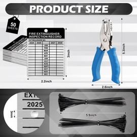 50 Sets Metal Inspection Tags Safety Inspection Tags Fire Extinguisher Inspection Sticker 2.2X3inch Fire Extinguisher Inspection Record Tag 2025-2028 with Handheld Hole Puncher for Indoor Outdoor (50)