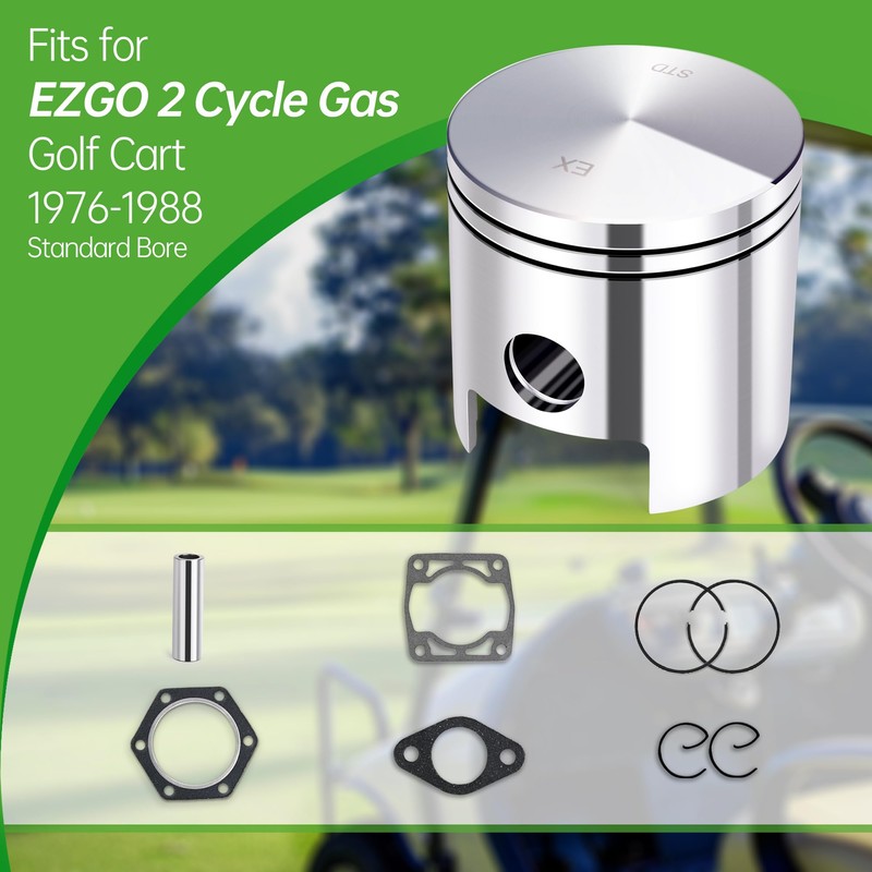 10L0L Piston and Piston-Rings-Gasket-Kit for EZGO 2 Cycle Gas Golf