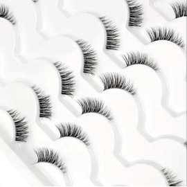 14 Pairs Wispy Cat Eye Half False Eyelashes – Natural Short Accent Lashes, Clear Band, Reusable Faux Lashes, Multi-Style Set for Beginners