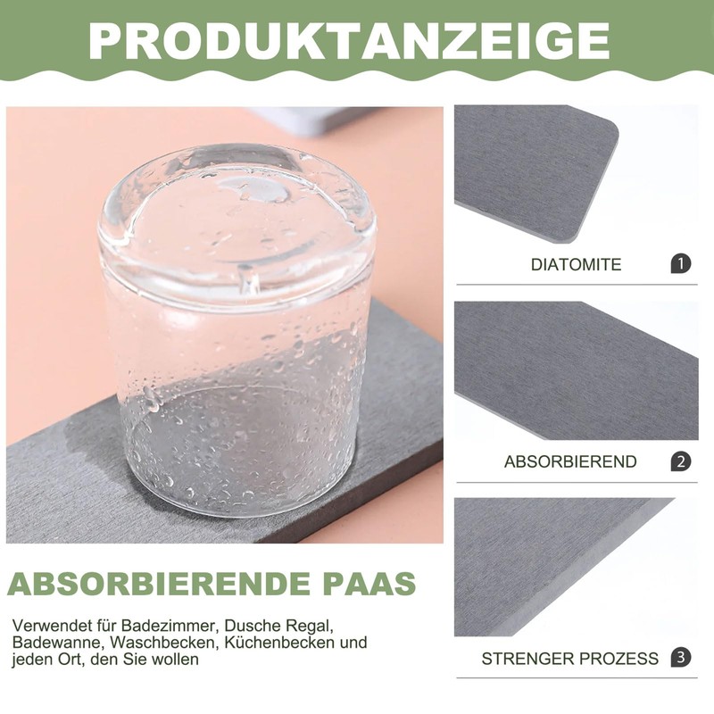 Absorbent Diatomite Coasters for Bathroom - Pack of 6 Water
