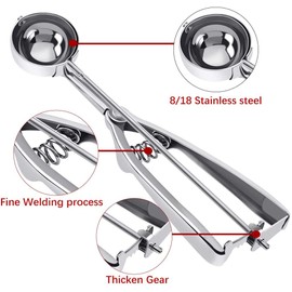 Linwnil Ice Cream Scoop Set - Small/1 Tablespoon, Medium/2 Tablespoon, Large/3 Tablespoon - Ice Cream Scoop Set, 18/8 Stainless Steel Dough Scoop Cupcake Scoop Melon Baller