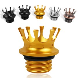 Worldmotop Motorcycle King Crown Gas Cap Fuel Tank Cover Right-hand Thread Reservoir Aluminum Oil Cap for Harley Sportster XL 883 1200 48 Dyna Touring Road King Softail (gold)