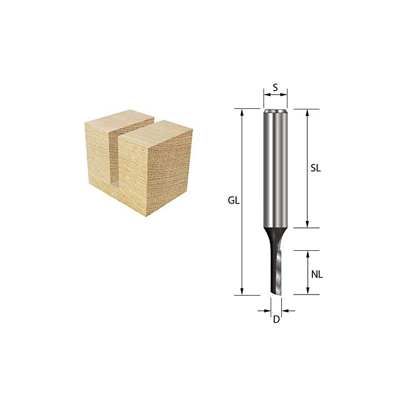 ENT Straight Cutter TC Shank (C) 8 mm, Diameter (A)