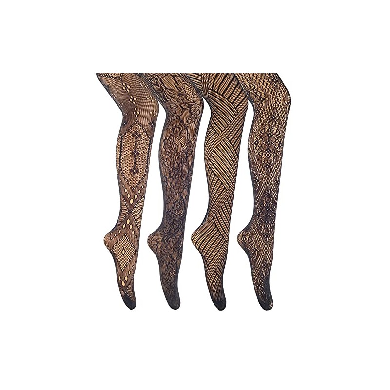 MANZI Womens Fishnet Tights Patterned Stockings 4 Styles Stretch Fishnets
