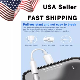 Universal USB C Type C Adapter to 3.5MM Aux Audio Jack Earphone Headphone Cable USB White