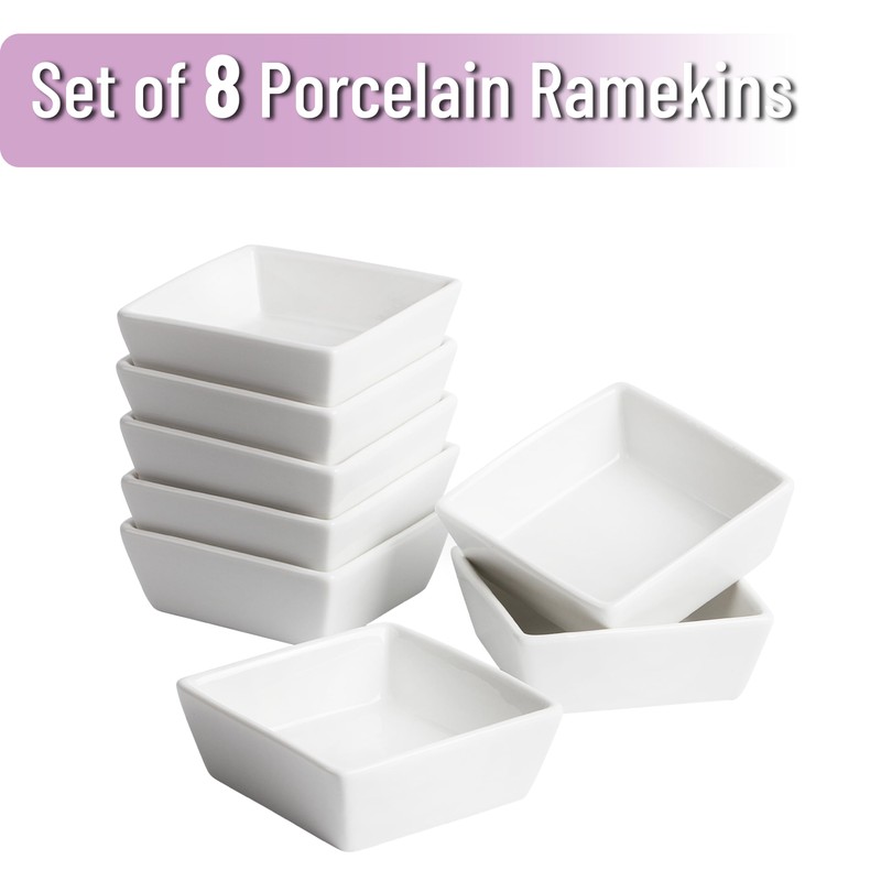 BTaT- Ramekins, Square, 4 oz, Set of 8, Oven Safe
