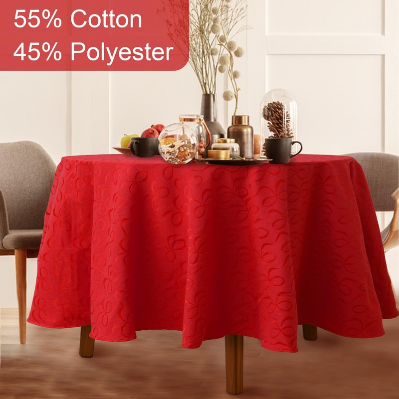 Red Round Tablecloth 70" (Seat 4-6), Reusable Table Cloth for