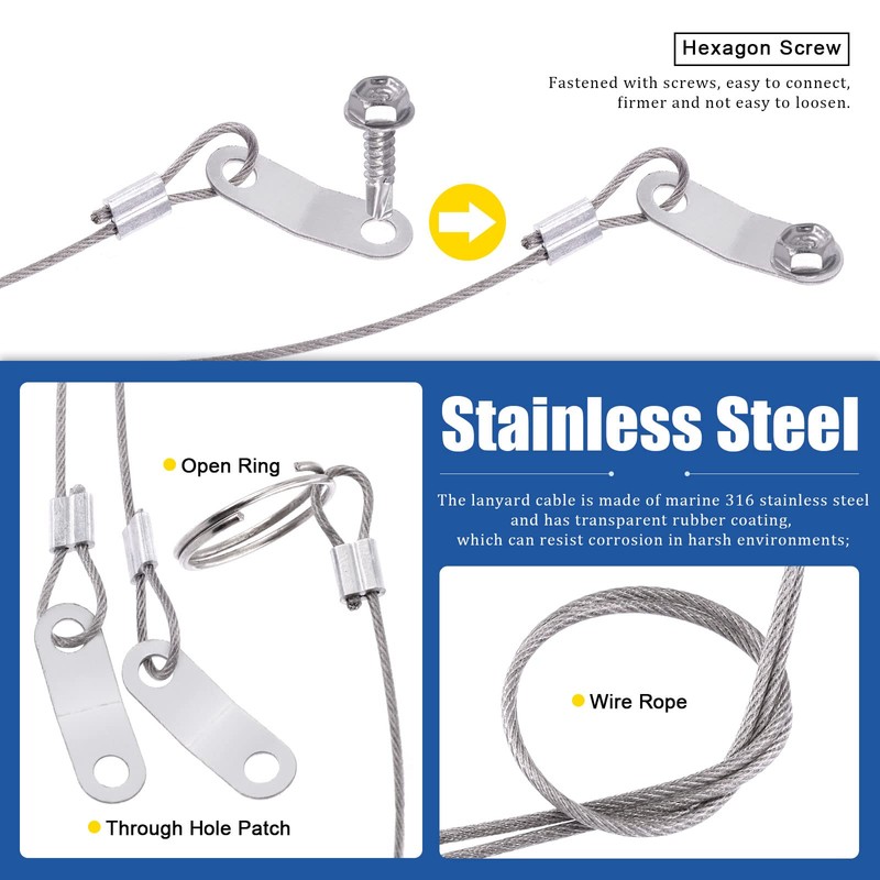 Glarks 50Pcs Heavy Duty Lynch Pin with Lanyard Cable Set