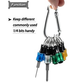 Saipor 10PCS Keychain Extension Bar Screwdriver Bits Holder Set Portable Aluminum Alloy Drill Screw Adapter Key Ring Quick Release Extension Bar for 1/4 inch Hex Shank Bits