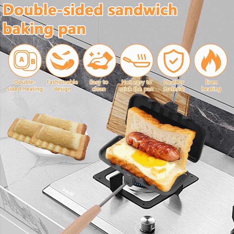 Qivine Hot Sandwich Maker, 4w1h Sandwich Maker Double Sided Pie